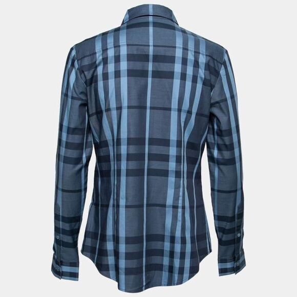 Burberry Brit Blue Nova Tonal Check Women's Top (XL) - Picture 2 of 10